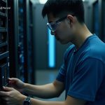 man checking the power supply