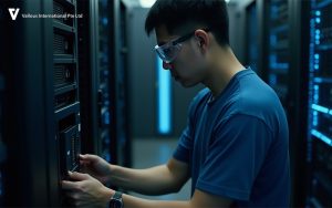 man checking the power supply