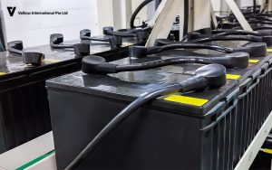 Vallous International UPS battery system connected in a row.
