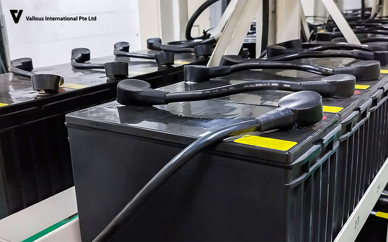 Vallous International UPS battery system connected in a row.